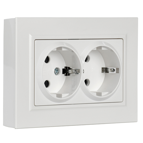 Розетка электрическая IEK BRITE BR-R24-16-K01-F белый, вид