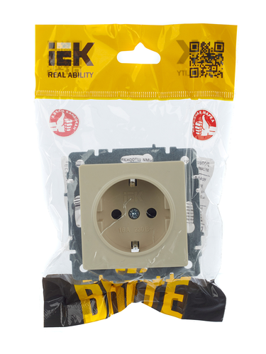 Розетка электрическая IEK BRITE BR-R14-16-K10 бежевый, крупный план