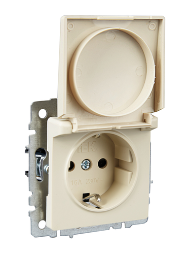 Розетка электрическая IEK BRITE BR-R16-16-K10 бежевый, фотография