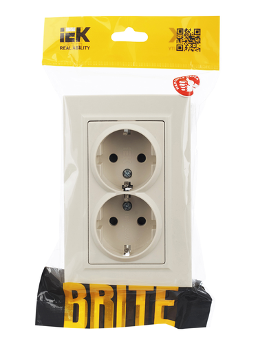 Розетка электрическая IEK BRITE BR-R24-16-K10-F бежевый, фотография