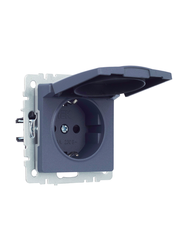 Розетка электрическая IEK BRITE BR-R16-16-44-K35 маренго, детальное фото
