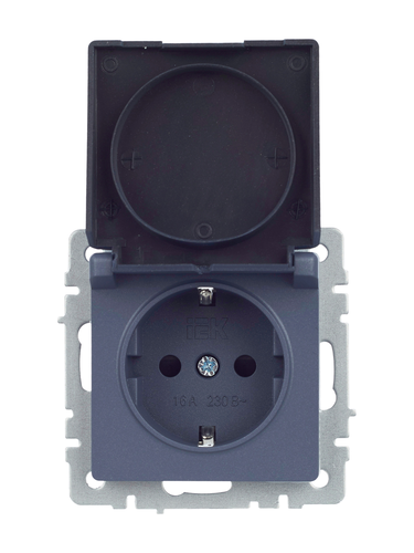 Розетка электрическая IEK BRITE BR-R16-16-44-K35 маренго, фото