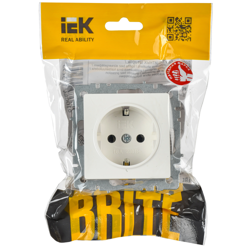 Розетка электрическая IEK BRITE BR-R14-16-K01 белый, вид