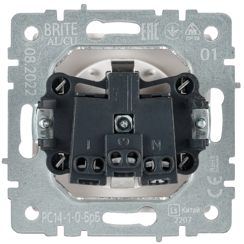 Розетка электрическая IEK BRITE BR-R14-16-K01 белый, фото