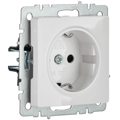 Розетка электрическая IEK BRITE BR-R14-16-K01 белый, детальное фото