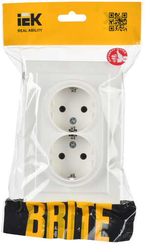 Розетка электрическая IEK BRITE BR-R21-16-K01-F белый, вид