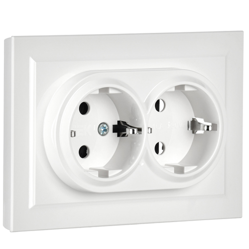 Розетка электрическая IEK BRITE BR-R21-16-K01-F белый, фото