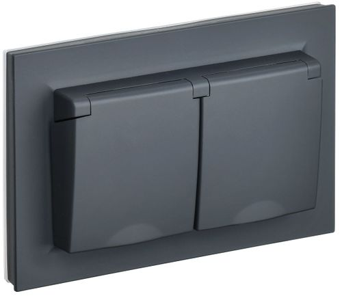Розетка электрическая IEK BRITE BR-R26-16-44-K53-F графит, фото