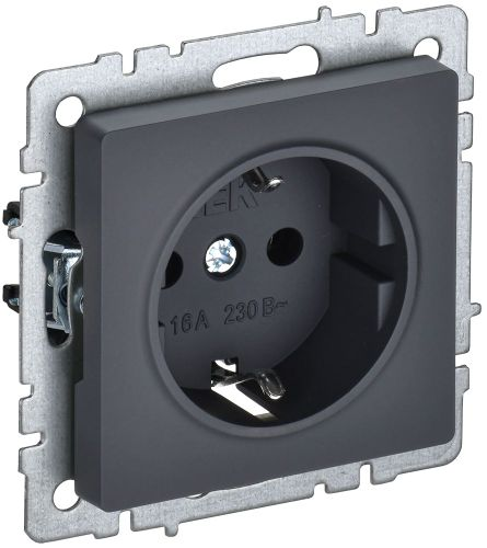 Розетка электрическая IEK BRITE BR-R14-16-K53 графит, вид