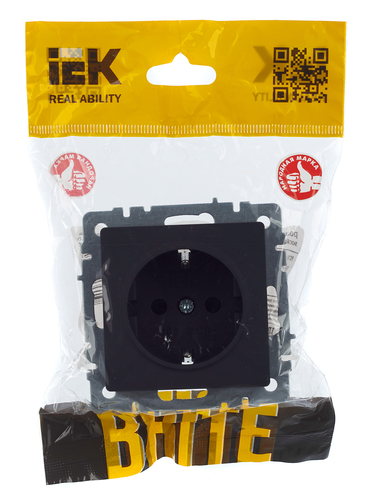 Розетка электрическая IEK BRITE BR-R14-16-K53 графит, фотография