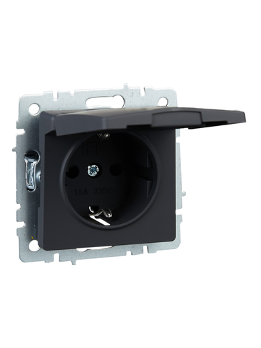 Розетка электрическая IEK BRITE BR-R16-16-K53 графит, картинка