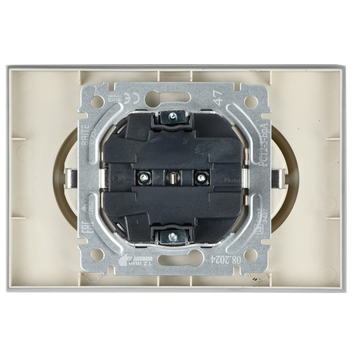 Розетка электрическая IEK BRITE BR-R21-16-K47-F алюминий, детальное фото