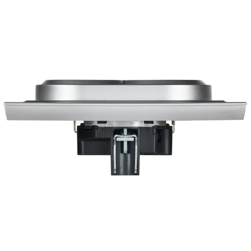 Розетка электрическая IEK BRITE BR-R21-16-K47-F алюминий, крупный план