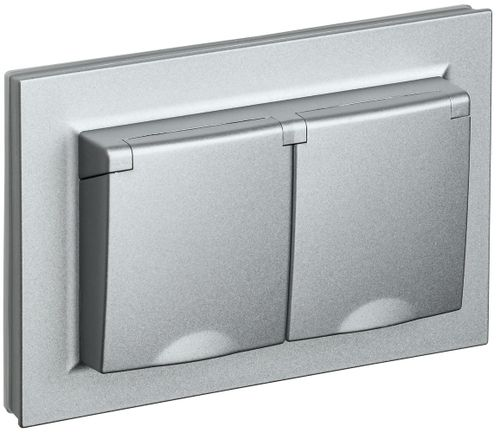 Розетка электрическая IEK BRITE BR-R26-16-44-K47-F алюминий, детальное фото
