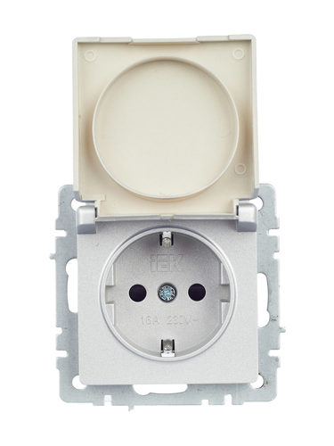 Розетка электрическая IEK BRITE BR-R16-16-44-K47 алюминий, изображение