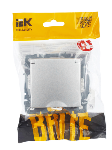 Розетка электрическая IEK BRITE BR-R16-16-44-K47 алюминий, изображение