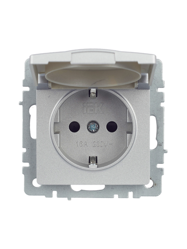 Розетка электрическая IEK BRITE BR-R16-16-44-K47 алюминий, фотография