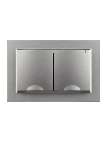 Розетка электрическая IEK BRITE BR-R26-16-44-K46-F сталь, картинка