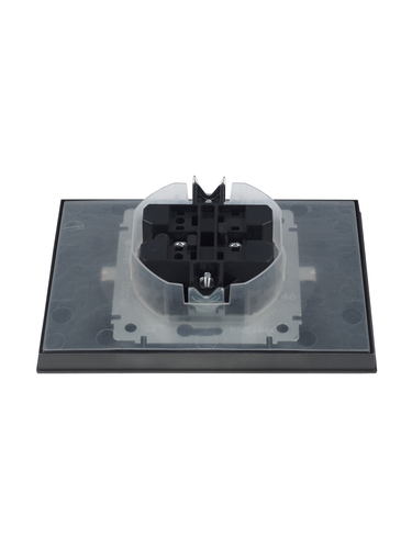 Розетка электрическая IEK BRITE BR-R26-16-44-K46-F сталь, крупный план