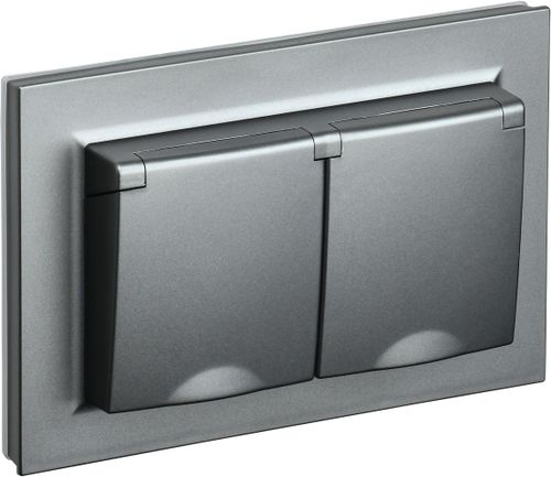 Розетка электрическая IEK BRITE BR-R26-16-44-K46-F сталь, детальное фото