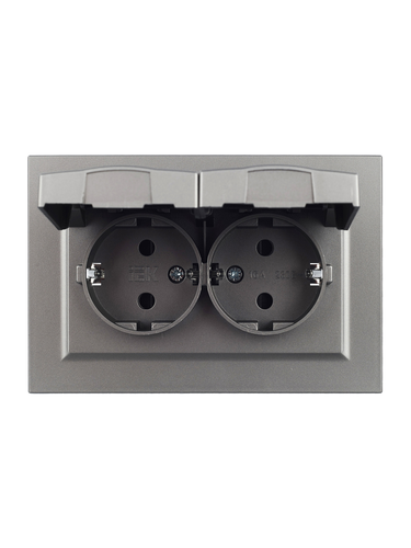 Розетка электрическая IEK BRITE BR-R26-16-44-K46-F сталь, изображение