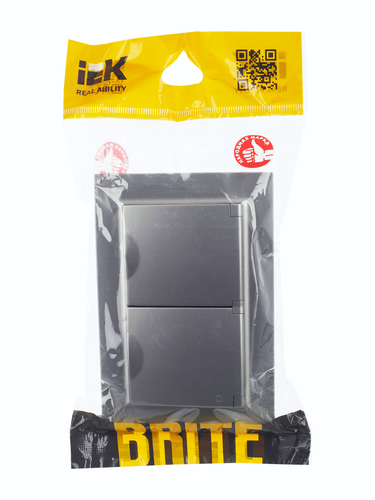 Розетка электрическая IEK BRITE BR-R26-16-44-K46-F сталь, фотография