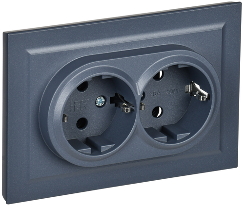Розетка электрическая IEK BRITE BR-R24-16-K35-F маренго, фото