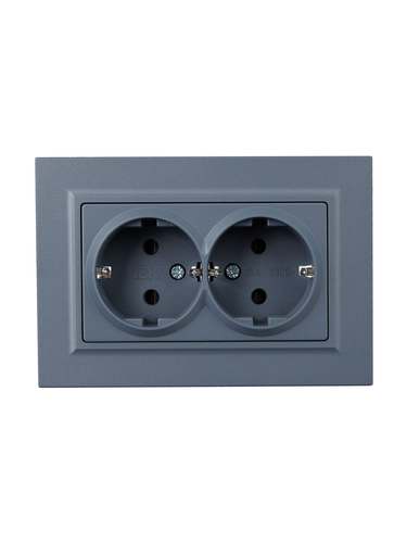 Розетка электрическая IEK BRITE BR-R24-16-K35-F маренго, изображение