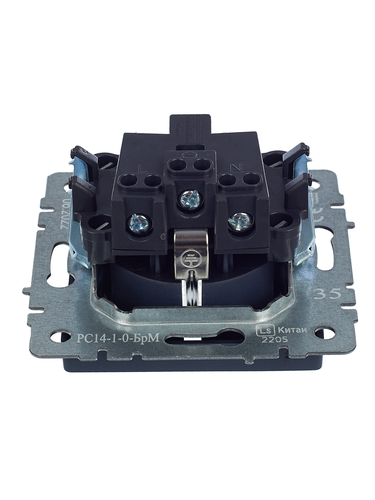 Розетка электрическая IEK BRITE BR-R14-16-K35 маренго, крупный план