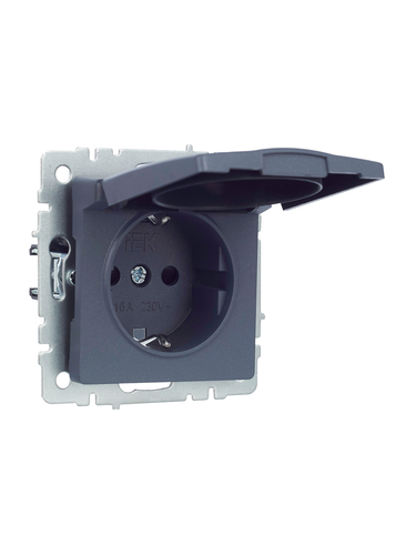 Розетка электрическая IEK BRITE BR-R16-16-K35 маренго, фото