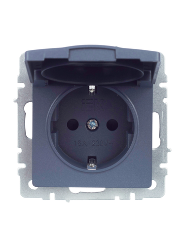 Розетка электрическая IEK BRITE BR-R16-16-K35 маренго, фото