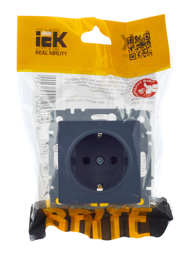 Розетка электрическая IEK BRITE BR-R11-16-K35 маренго, картинка