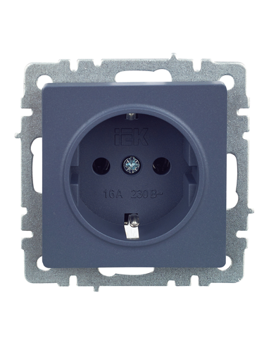 Розетка электрическая IEK BRITE BR-R11-16-K35 маренго, фото