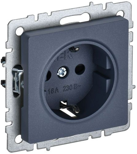 Розетка электрическая IEK BRITE BR-R11-16-K35 маренго, изображение