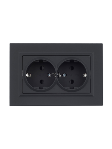 Розетка электрическая IEK BRITE BR-R24-16-K53-F графит, детальное фото
