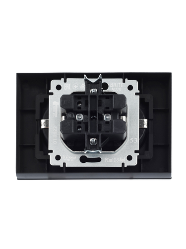 Розетка электрическая IEK BRITE BR-R24-16-K53-F графит, крупный план