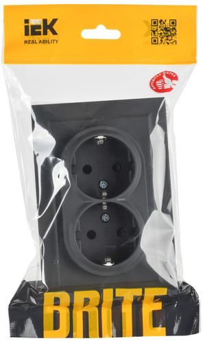 Розетка электрическая IEK BRITE BR-R24-16-K53-F графит, детальное фото