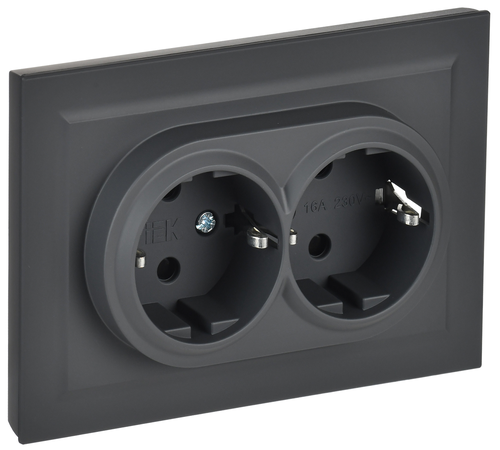 Розетка электрическая IEK BRITE BR-R24-16-K53-F графит, вид