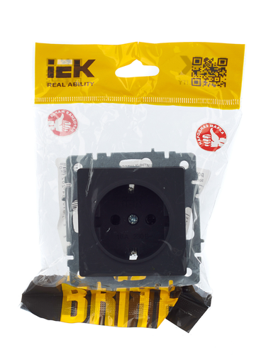 Розетка электрическая IEK BRITE BR-R11-16-K53 графит, фото