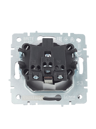 Розетка электрическая IEK BRITE BR-R16-16-44-K53 графит, крупный план