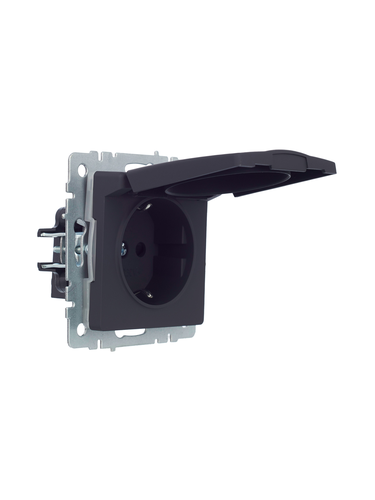 Розетка электрическая IEK BRITE BR-R16-16-44-K53 графит, фото