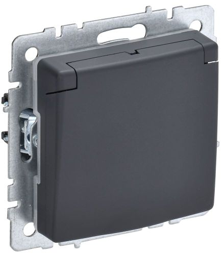 Розетка электрическая IEK BRITE BR-R16-16-44-K53 графит, фото