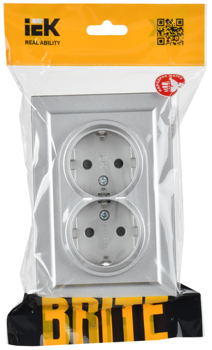 Розетка электрическая IEK BRITE BR-R24-16-K47-F алюминий, картинка