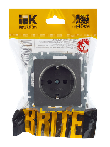 Розетка электрическая IEK BRITE BR-R14-16-K46 сталь, фото
