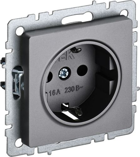 Розетка электрическая IEK BRITE BR-R14-16-K46 сталь, детальное фото