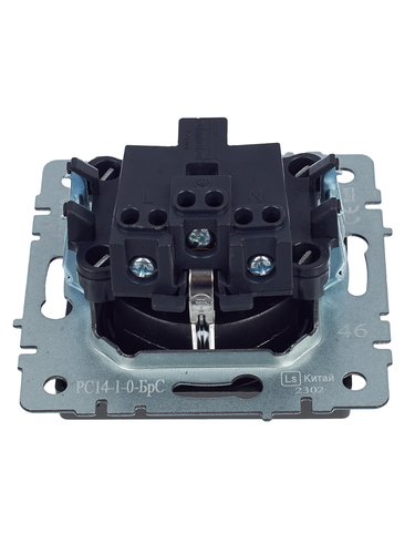 Розетка электрическая IEK BRITE BR-R14-16-K46 сталь, изображение