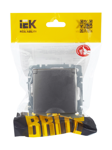 Розетка электрическая IEK BRITE BR-R16-16-K46 сталь, детальное фото