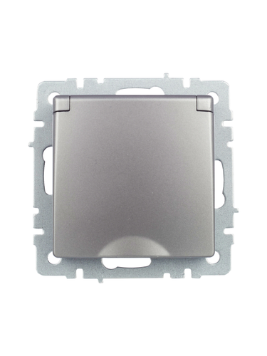 Розетка электрическая IEK BRITE BR-R16-16-K46 сталь, изображение