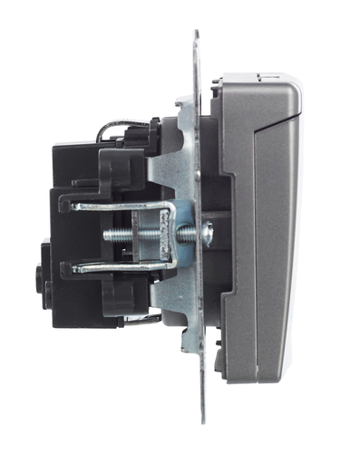 Розетка электрическая IEK BRITE BR-R16-16-K46 сталь, картинка