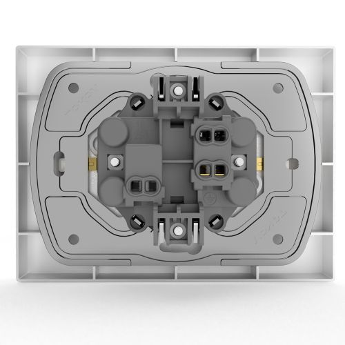 Розетка электрическая 2 поста TOKOV ELECTRIC PIXEL белый, фотография